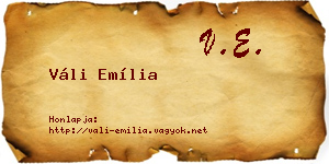 Váli Emília névjegykártya